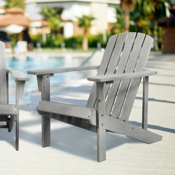 Westport Outdoor Patio Traditional Acacia Wood Adirondack Chair - JONATHAN Y